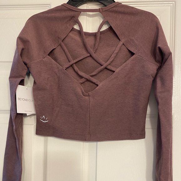 NWT Beyond Yoga Spacedye Enlighten Cropped Pullover in Truffle Heather - Picture 7 of 7